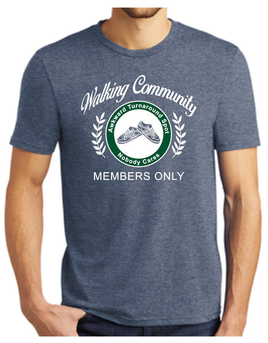 Walking Community Navy Frost Tee – Purposeful Steps, Timeless Style