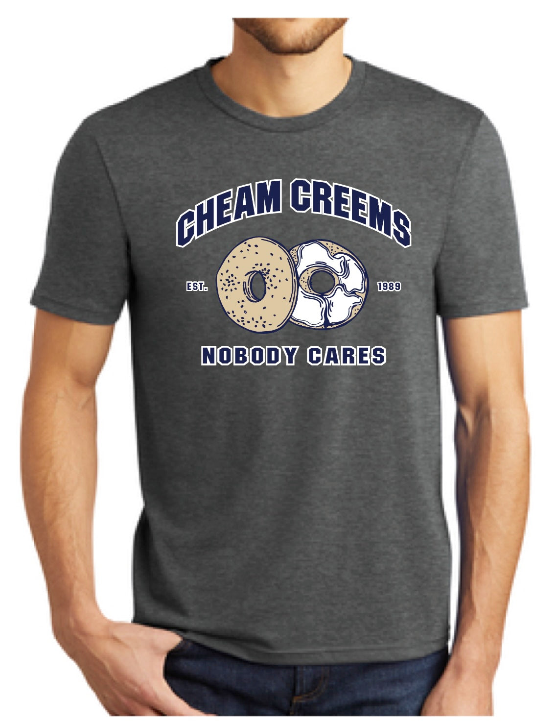 Cheam Creems Classic Heather Charcoal Tee - Laid-Back Style, Iconic Laughs